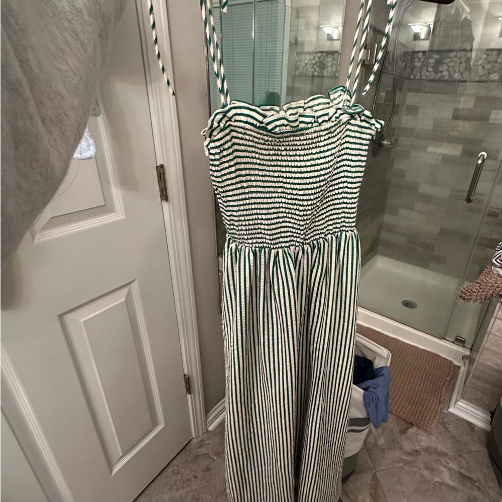 Striped Green and White Maxi Dress
